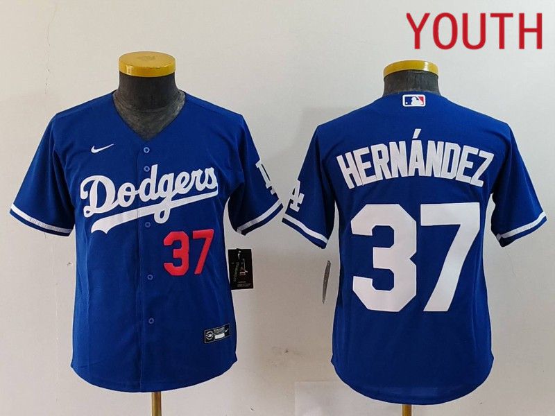 Youth Los Angeles Dodgers #37 Hernandez Blue Nike Game 2024 MLB Jersey style 7241->youth mlb jersey->Youth Jersey